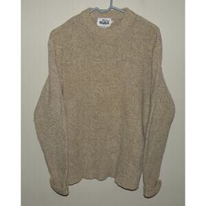 Vtg Woolrich Men’s XL Crew Neck Ragg Wool Sweater Mottled Tan British Hong Kong